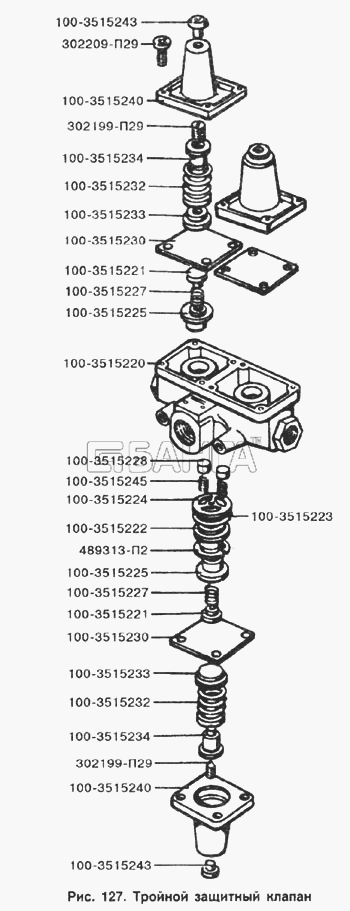ЗИЛ ЗИЛ-133Д42 Схема Тройной защитный клапан-180 banga.ua